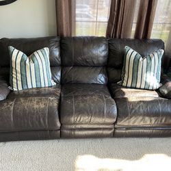 2 Leather Couches Reclining