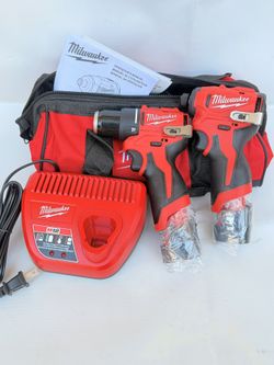 Milwaukee, M12 12-Volt Lithium-Ion Brushless Cordless Subcompact Drill and Impact Driver Combo Kit w/2 Batteries and Bag (2-Tool
