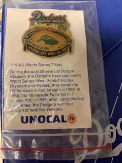 Dodgers Pin#2 Opening Day April 10, 1962