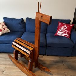 Handcrafted Wooden Giraffe Rocking Chair – 50” Tall