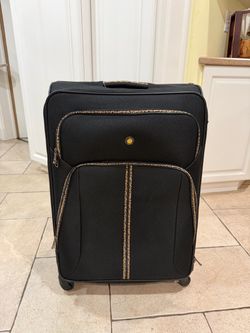Olympia Rolling Suitcase With Leopard Print Trim