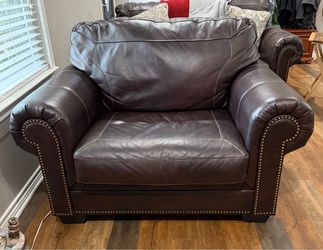 Dark Brown Leather Oversized Accent Chair