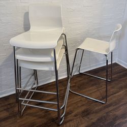 Four (4) IKEA GLENN Bar stool, white/chrome plated, 26 "