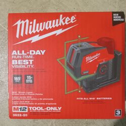 Milwaukee M12 Green Laser-cross Line & Plumb Points (3622-20)