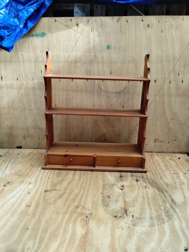 Solid Wood Small Shelf Hidden Drawers