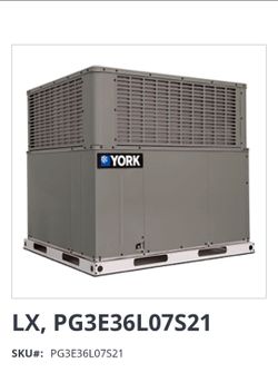York LX PG3E36L07S21 Packaged Gas Unit R454B