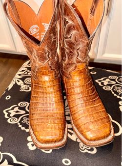 DAN POST MEN'S KINGSLY CAIMAN WESTERN BOOTS - BROAD SQUARE TOE SIZE 10.5 D