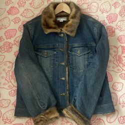 Marvin Richard’s blue Jean jacket with brown faux fur lined 90s