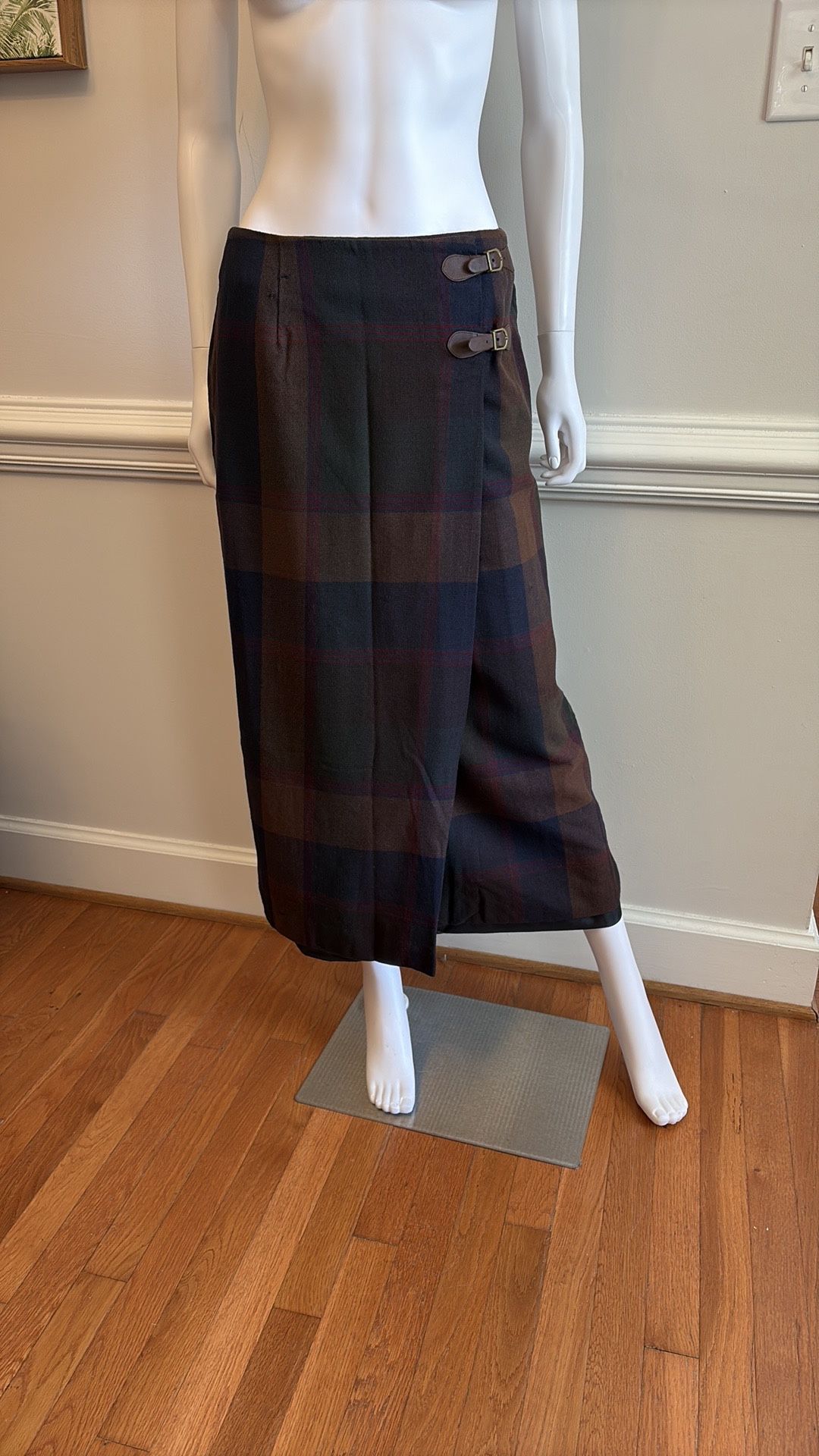 Lauren Ralph Lauren Blue and Red Midi Pencil Skirt