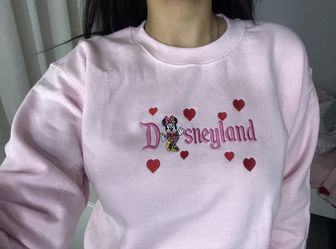 Pink Embroidered Disney Crewneck