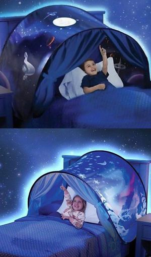 Photo NEW $10 each DreamTents fun pop up tent space adventure or winter wonderland twin or bunk bed