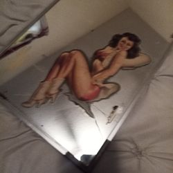 Old Sinclair Gas Station Mirror With Pin-up Girl