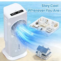 Portable Air Conditioner with 3 Modes & 3 Speeds, 1.5 Gal Evaporative Air Cooler with 4 Ice Packs, 120°Oscillation, 12H Timer, Remote