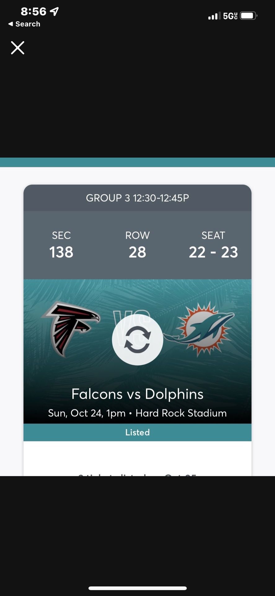 Dolphins Vs falcons 2 Tickets & Orange Parking Pass MUST SELL TODAY