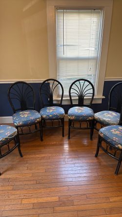 Set of 6 Vintage Rattan Fan-Back Dining Chairs – Project/Fixer-Upper!