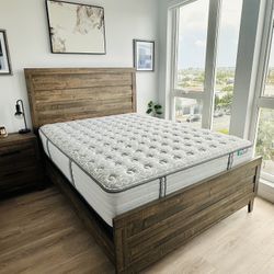 Queen Bed, Nightstand, & Gel Dreams Mattress