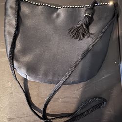 Black satin shoulder bag