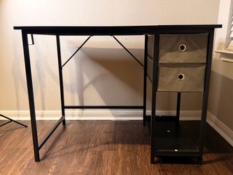 Black Metal Desk with Fabric Drawers