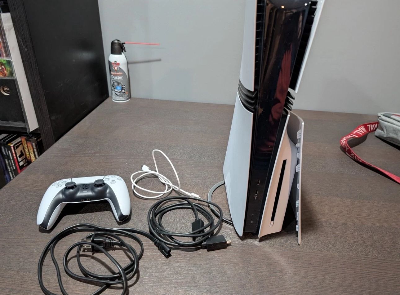 Sony PlayStation 5 Pro 2TB White Console with disc drive and vertical stand