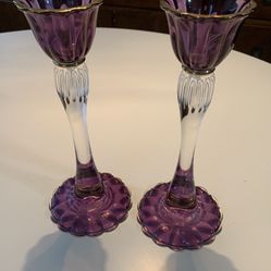 Vintage Amethyst Crystal Candle Holder