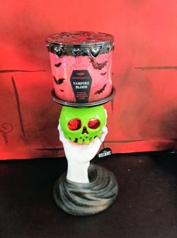 Bath & Body Works Disney Villains Evil Queen Poison Apple Candle Holder With Deluxe Vampire Blood 3 Wick Candle NEW