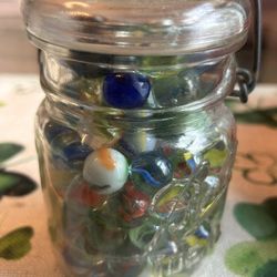 Vintage ball Jar Of Old Marbles