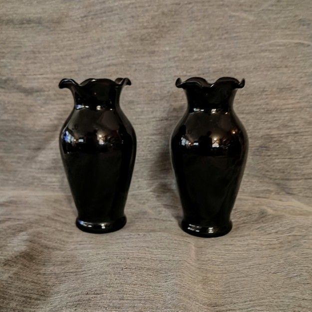 Pair of MCM (Black) Amethyst Vases *Very Nice