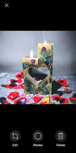 Handmade *Purple* Sparkly Floral Resin Candle Holders