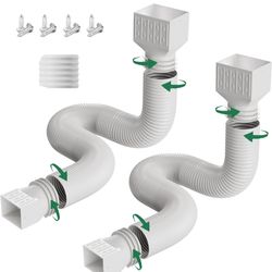 2 Pack Rain Gutter Downspout Extensions, Upgraded Flexible Drain Down Spout Extender for Rain Water Drainage, Each Extendable from 20" to 66", Combine