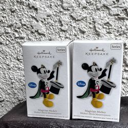 Hallmark 2012 Disney Magician Mickey Christmas Tree Ornaments ( Price For Both)