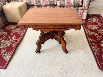 Vintage Antique Oak Accent / Coffee Table with Casters