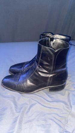 Florsheim Mens Size 9 D Duke Black Leather Side Zip Bike Toe Boots 11087-01