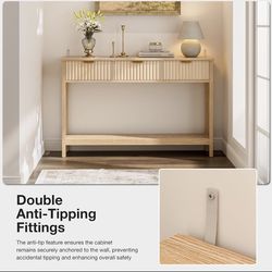 Light Wood Console Table w/ 3 Drawers & Shelf - 51.2" Long