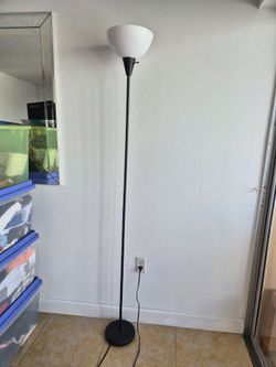 Black Torchiere Floor Lamp with White Shade