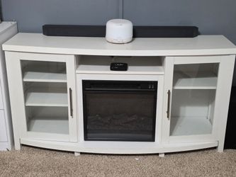 TV console fire place with adjustable shelves