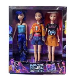 3pcs Set Cosplay Kpop Devil Hunters Dolls Collectible Figure With Music Light