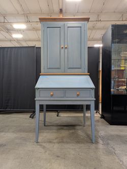 Two-Tone ETHAN ALLEN Secretary Desk with Hutch Cabinet