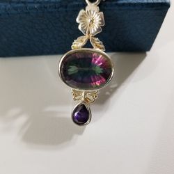 Mystic Topaz with Amethyst Pendant