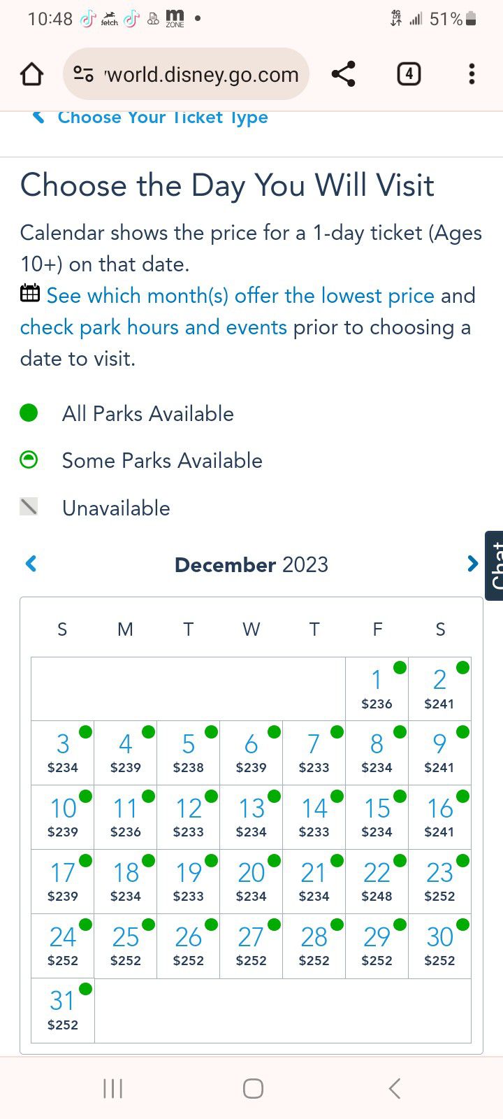 Disney Park Hopper Ticket Good Till 12/31/2023