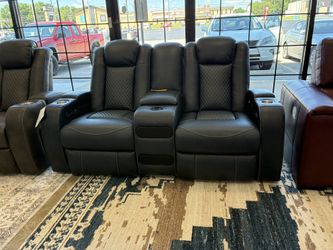 Dark Navy Genuine Leather Loveseat