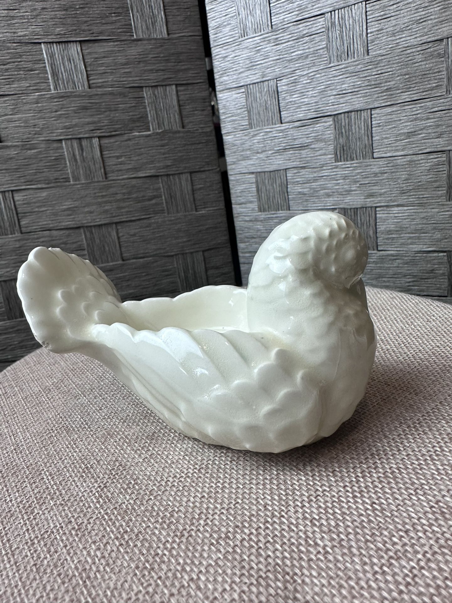 Vintage White Ceramic Bird Candle Holder