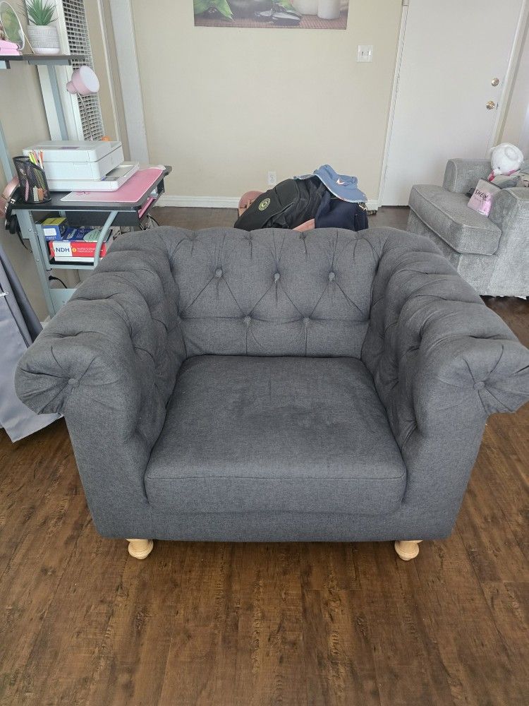 Quentin Chesterfield Chair GREY
