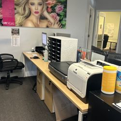 Four Person Bench Workstation With Privacy Dividers