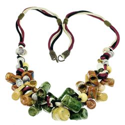 1970/1980s Mexican Folk Art Cluster Necklace, Pottery Mugs Charms, Clay Cups, Ethnic Tribal Jewelry, Boho Hippie Jewelry Accessory, Vintage Artisan Je