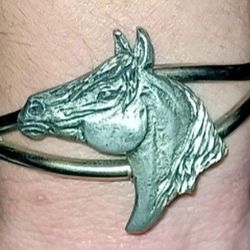  EJC horsehead on silver-tone cuff bracelet