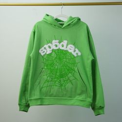 Slime Green Sp5der Worldwide Hoodie