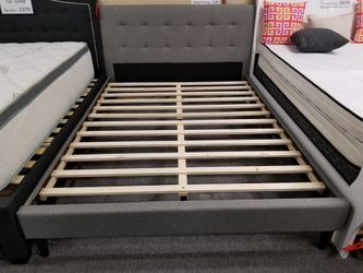 Brand New Light Gray Linen Full Size Platform Bedframe