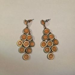 Vintage Dangle Post Earrings Peach/Coral Sparkling Dazzle