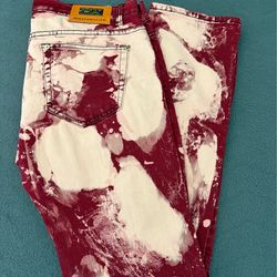 Henry & Williams Red distressed ripped jeans men