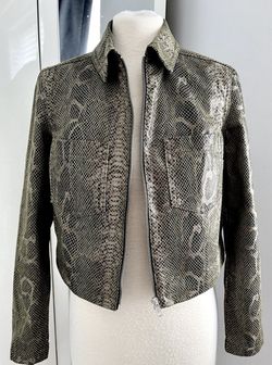 Topshop Snake Print Leather Jacket—US 14/L